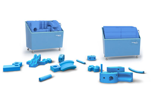 Big foam blocks in roller bins