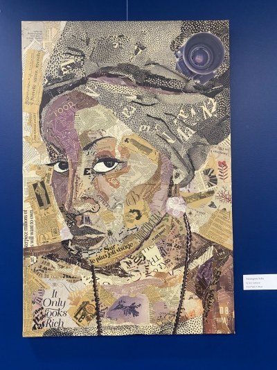 Torn paper portrait of Franco-Ivorian artist and photographer, Massogona Sylla. 