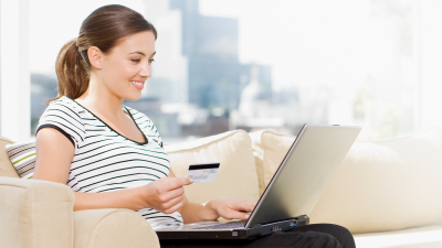 Woman shopping computer