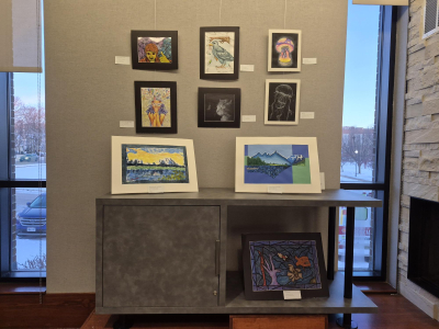 Collection of 7 pieces of 2D art created by students of the School District of Janesville.