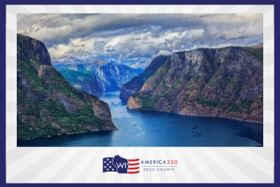 Fjord with clouds and blue sky