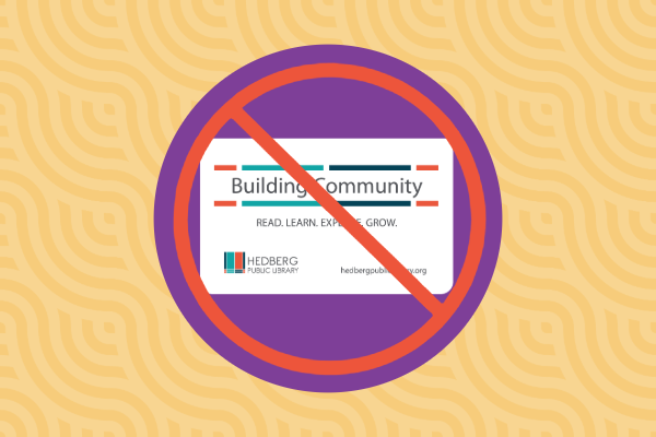 white library card with a no symbol over it