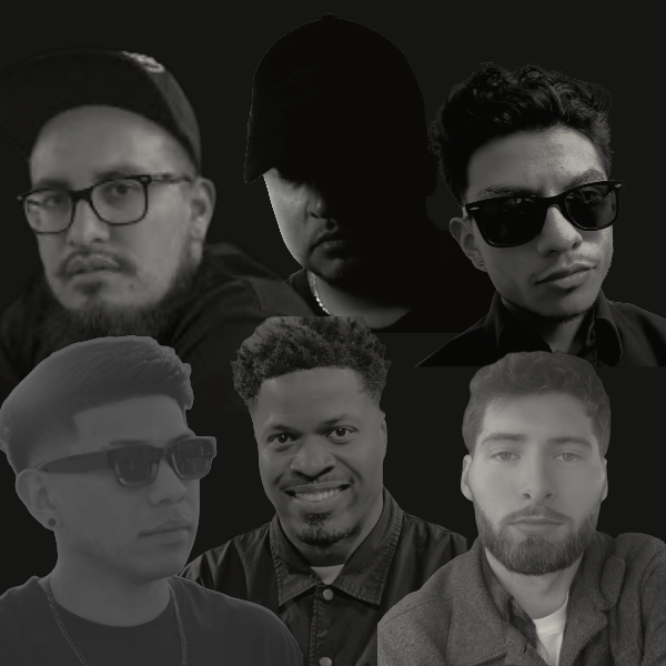 six faces of men of varing age and race, some wearing sunglasses or glasses