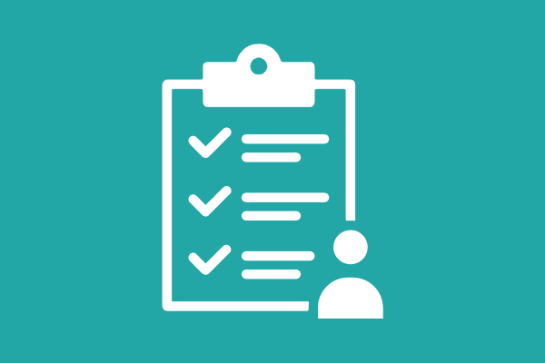 clipboard with checklist and a figure of a person