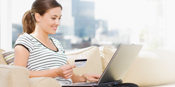 Woman shopping computer
