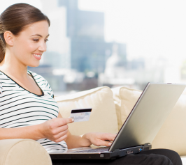 Woman shopping computer