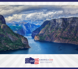 Fjord with clouds and blue sky