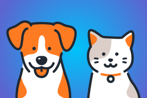 Cartoon image of dog and cat