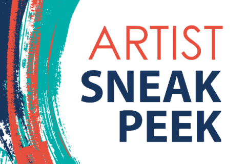 swaths of colors on right with words Artist Sneak Peek
