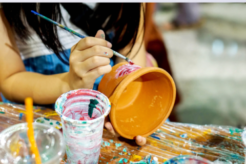 Painting a terracotta pot