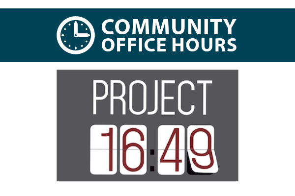 Project 16:49 logo on dark background