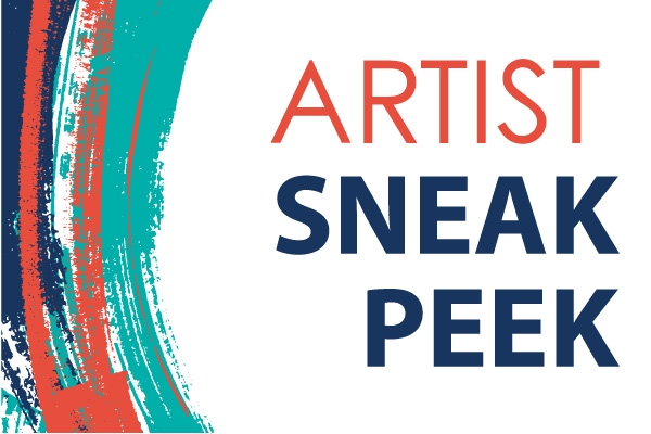 blue, orange, and teal spain splash with the words artist sneak peek