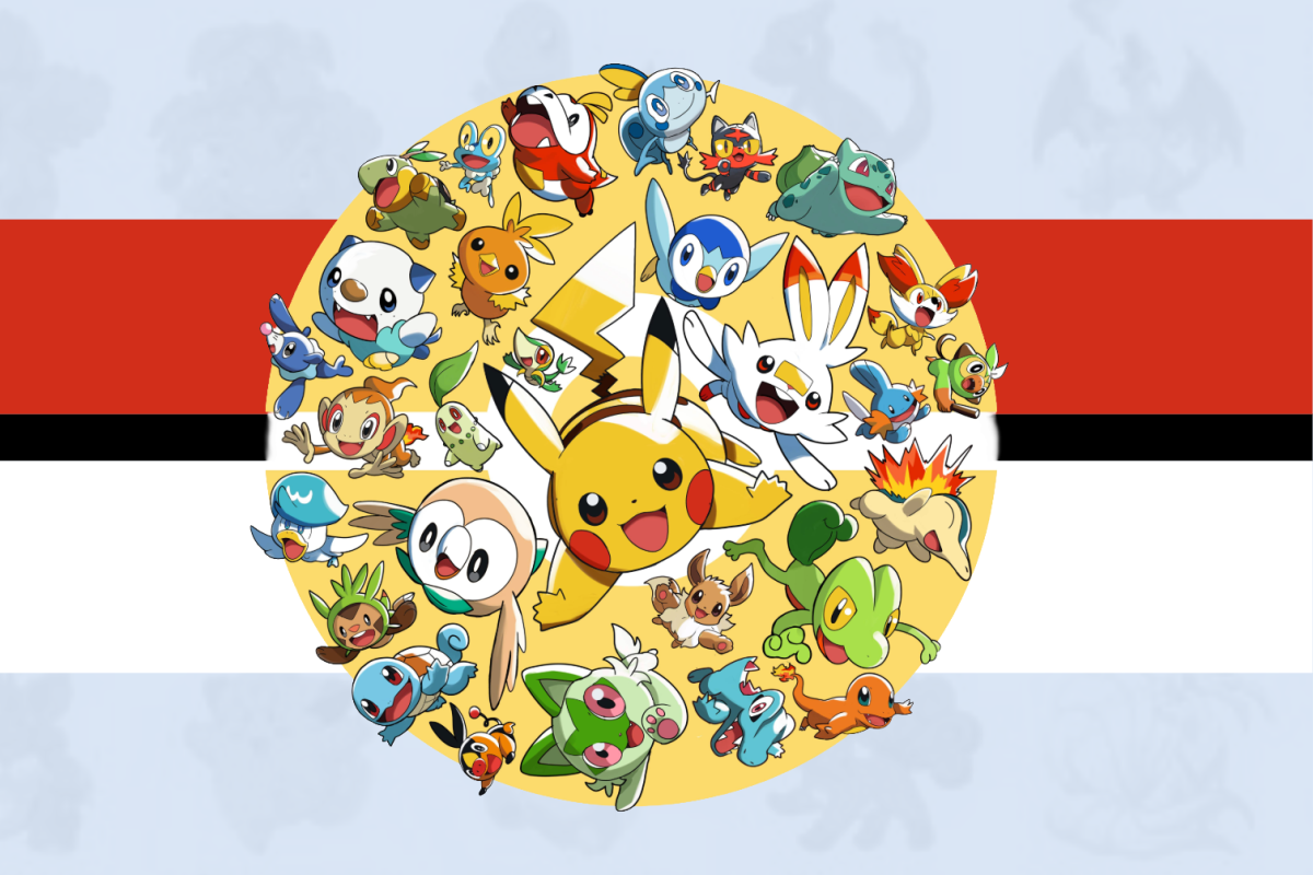 Multiple Pokeman characters appear in yellow circle.